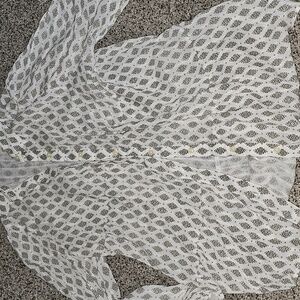 Style & Co. Olivr Green and White Aztec Boho Diamond  Patterned Blouse 1x